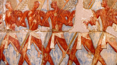 Ägyptisches  Wandbild Reihe Ägypter mit Lendenschurz